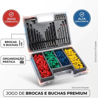 KIT JOGO 300 BROCAS BITS PHILIPS FENDA PONTAS BUCHAS COLORIDA PARA FIXAR E FURAR COM MALETA COMPLETO