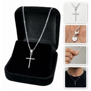 Colar Corrente Prata 925 Legítima Masculina Pingente Cruz Crucifixo 70cm