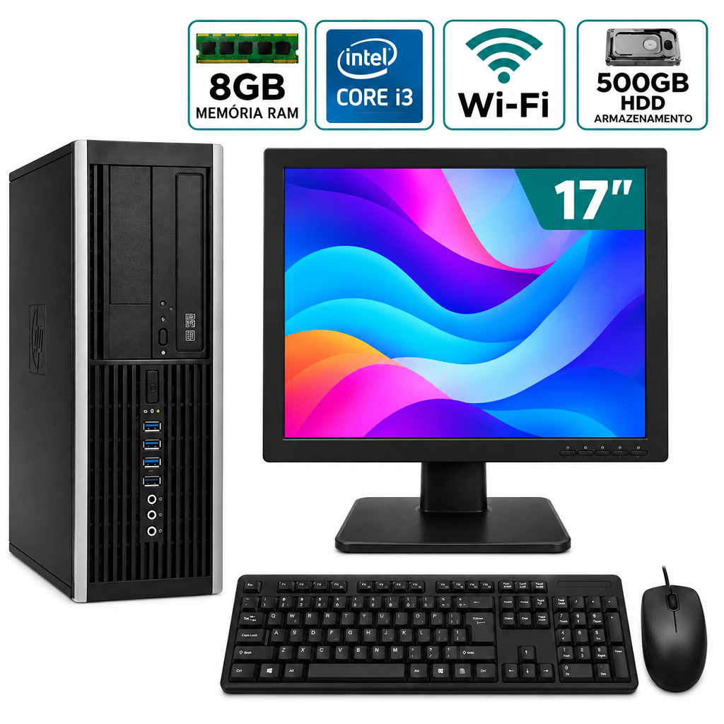 Computador Completo HP Intel i3 Com 8gb ram Ddr3 HD 500gb Sata