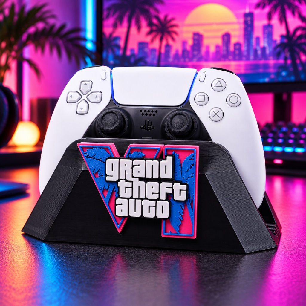 Suporte Porta Controle GTA 6 / GTA VI para PS5 DualSense e Xbox Series X/S/One – Base Gamer Decoração Setup 3D + Brinde — imagem 2