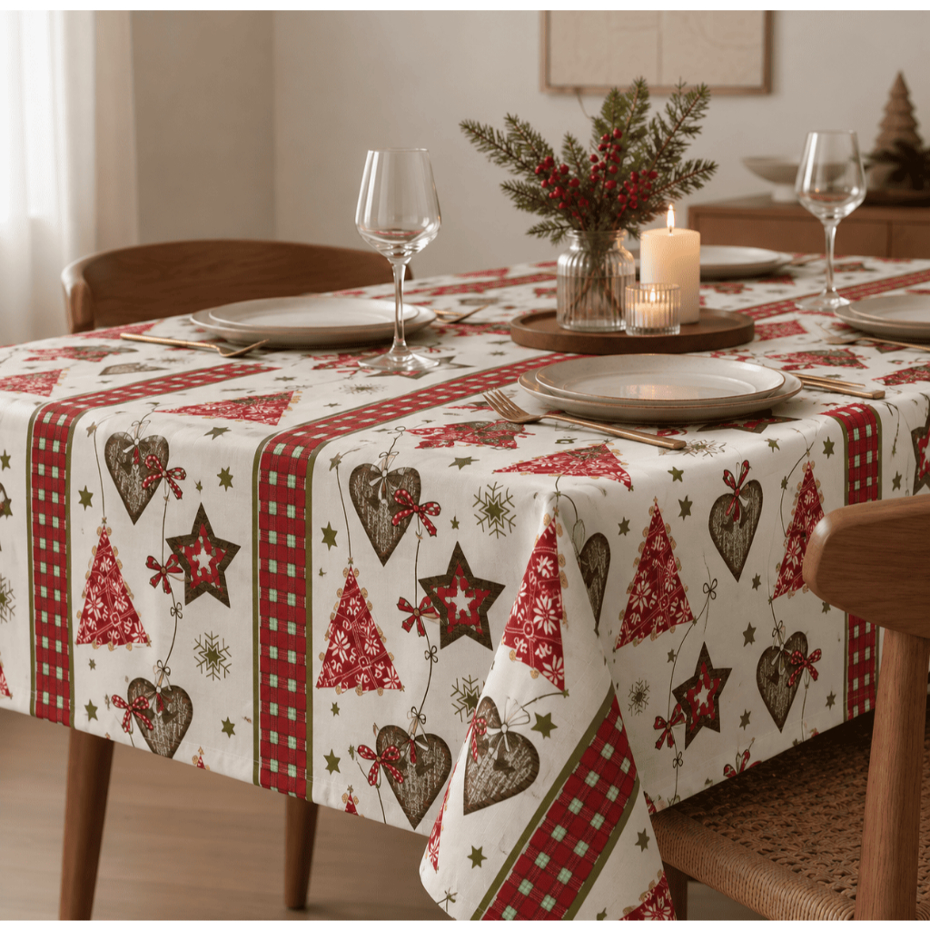 Toalha de Mesa Natalina Oxford Estampada 4 6 8 Lugares 1,40x1,40 1,40x2 ...