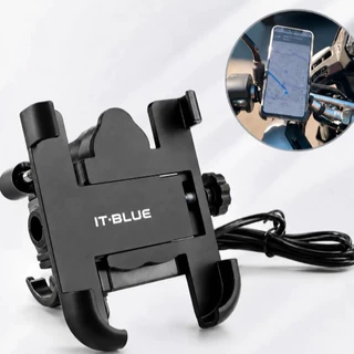 Suporte de Celular de Alumínio Moto Bicicleta Bike Com Usb Carrega CelularTrava Giro 360°