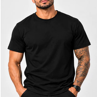 Camiseta Masculina Básica Algodão Premium Lisa Gola Redonda Camiseta Dia a dia Confortável