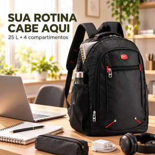 Mochila Casual Preta Para Notebook Trabalho Faculdade Viagens