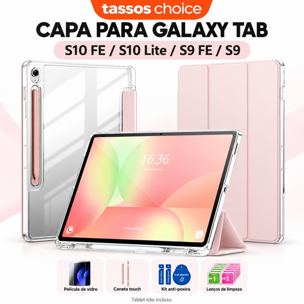 TASSOS Capa Samsung Galaxy Tab S10 FE S10 Lite S9 FE S9 Acrílica ...