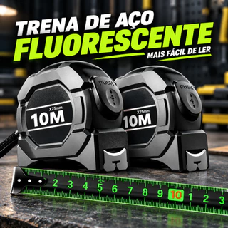 Trena de Aço Inoxidável Fluorescente com Trava Automática 5m 7,5m 10m
