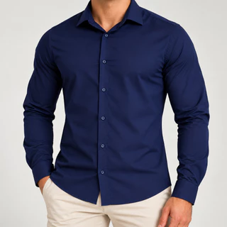 Camisa Social Masculina Manga Longa Slim Premium Clássica