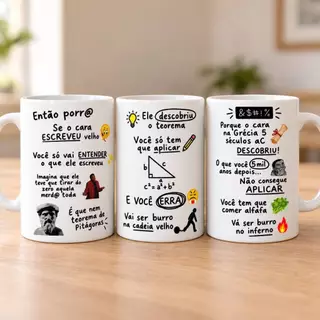 Caneca Meme Professor Clóvis Alfafa Humor Teorema de Pitágoras Engraçada