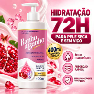 Loção Hidratante Corporal Banho a Banho Romã Ácido Hialurônico 400ml