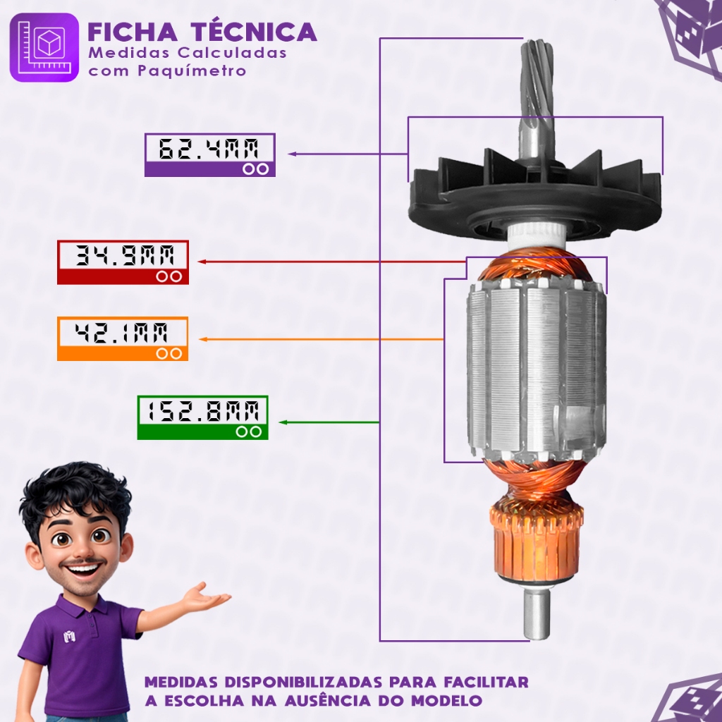 Induzido Rotor Compatível Martelete Perfurador Nakasaki modelo