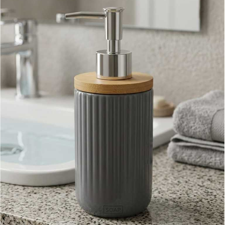 PORTA SABONETE DISPENSER 250ML PORCELANA E BAMBU CK6782 | Shopee