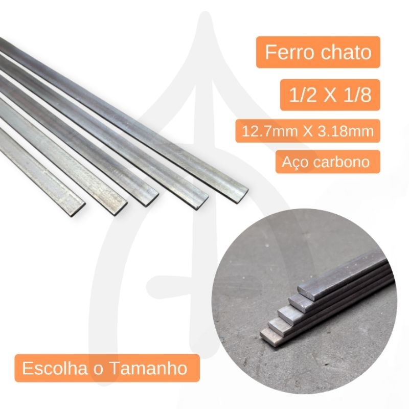 Barra chata 1/2 X 1/8 (12.7x3.18mm) Escolha o tamanho RS Parts