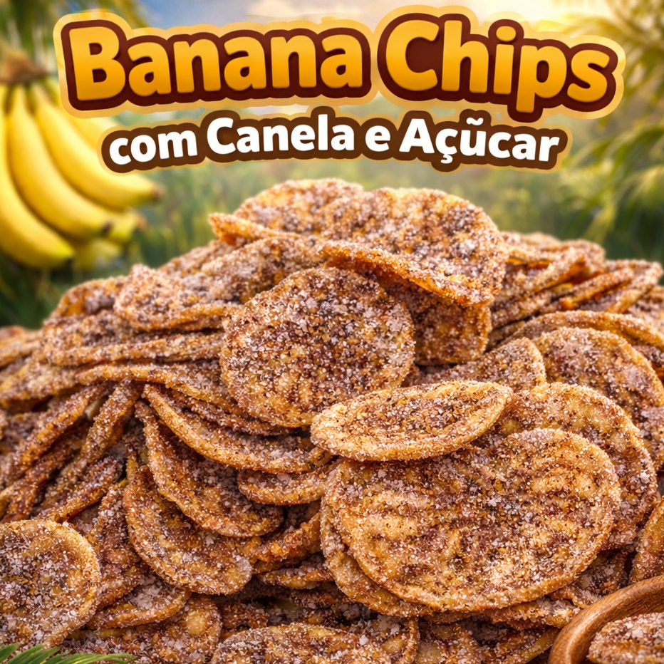 Banana Chips com Açúcar e Canela Crocante Snack de Banana Doce Natural ...