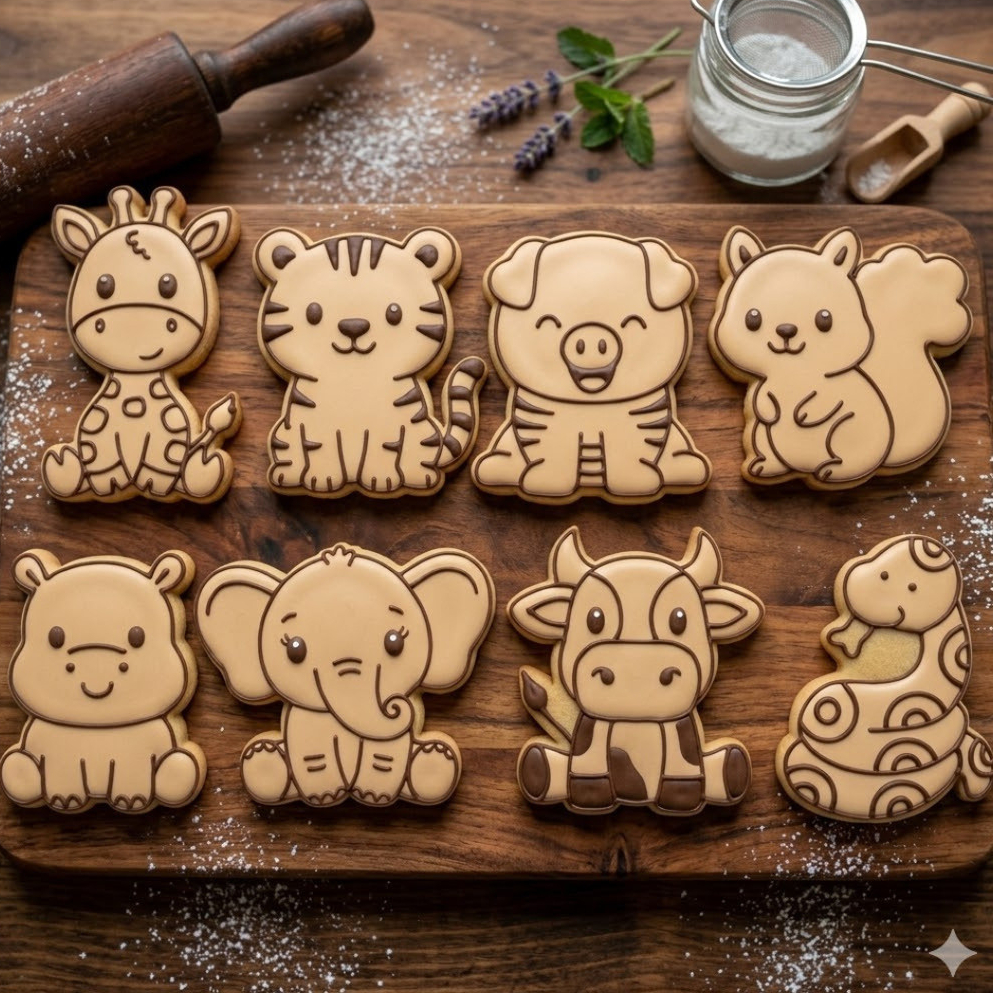 kit 8 cortador para biscoitos, pasta americana e outros Anim