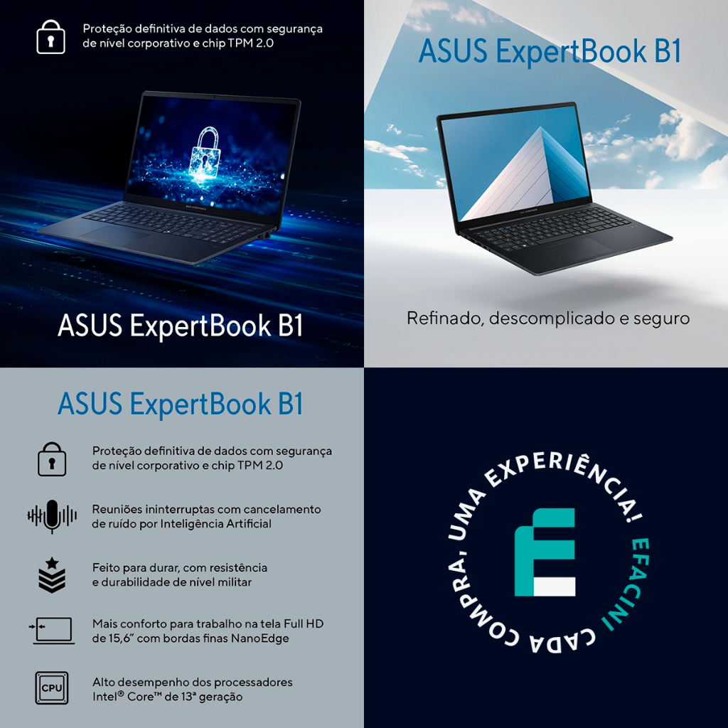 Notebook Asus B1 ExpertBook Intel Core i7 13th DDR5 SSD Nvme Tela