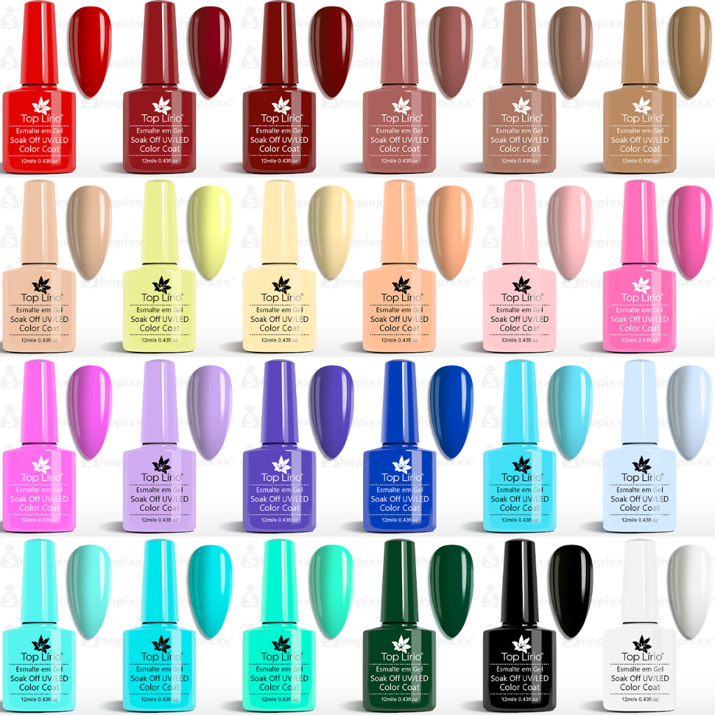 Kit 10 Esmalte De Unhas Em Gel Lirió Profissional Shellac Color Polish Unha Acrigel Porcelana Manicure Pedicure | Shopee Brasil