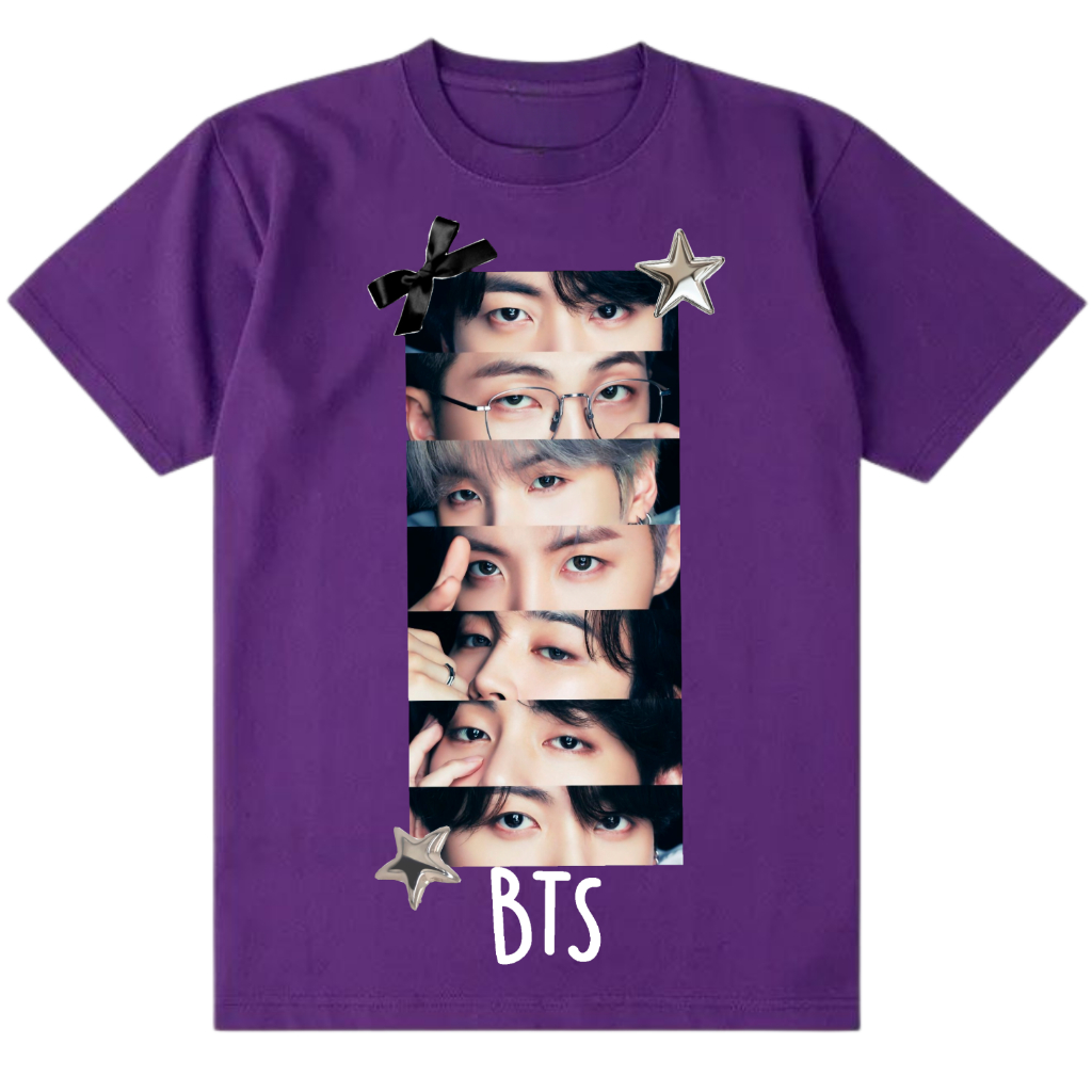 Camiseta Camisa T-Shirt BTS Olhos Rostos Coreanos Algodão