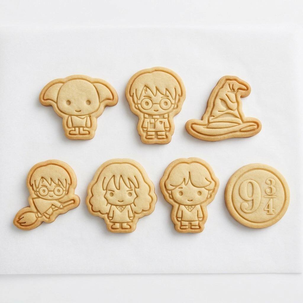 Kit 7 Cortadores E Marcadores Harry Potter Biscoito