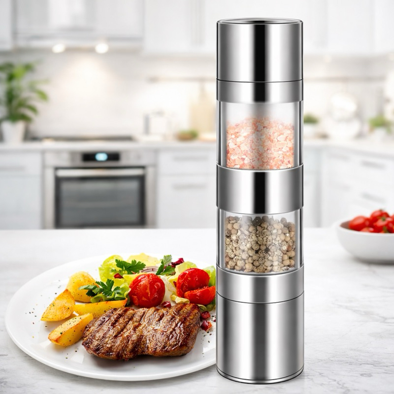 Moedor de Pimenta e Sal 2 em 1 Inox Premium Manual Ajustável
