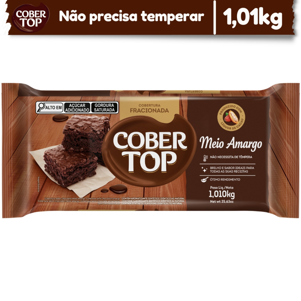 Cobertura Fracionada Sabor Chocolate Meio Amargo Barra 1,01k