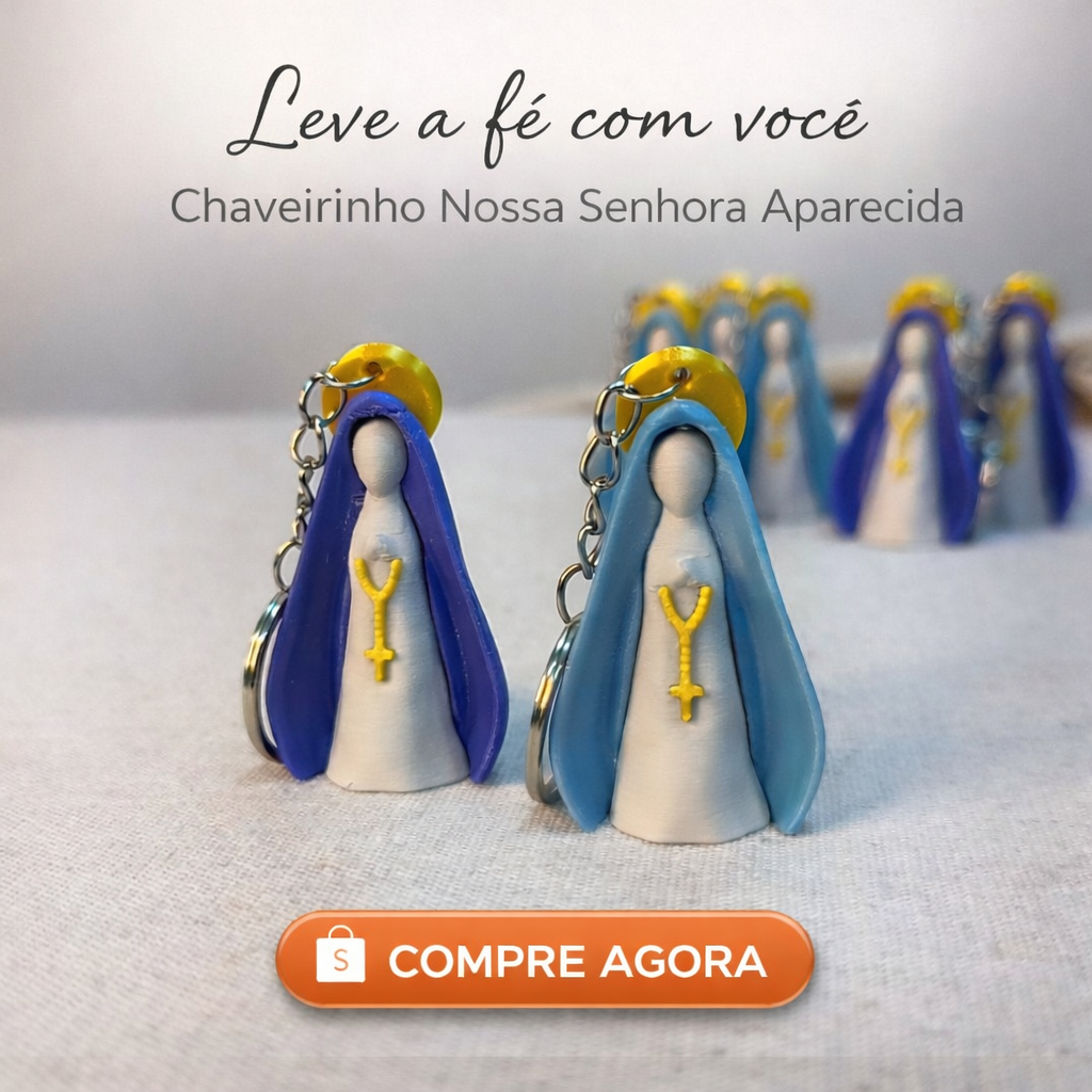 Chaveiro Nossa Senhora Aparecida - Fé - Proteção - Lembrancinha Minimalista - Chaveiro Religioso Católico