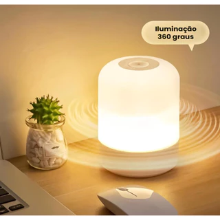 Mini Luminária de Mesa Abajur com 3 Modos de Iluminação Touch Recarregável Para Criado Mudo Estudos Decoração e Leitura