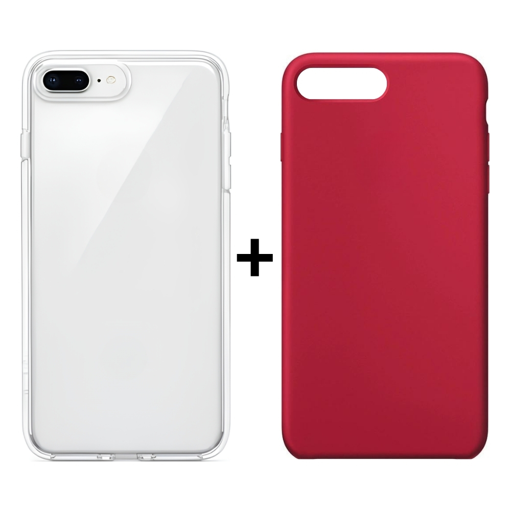 Kit 2 Capinhas de Iphone 7 Plus ou 8 Plus Colorida e Transparente