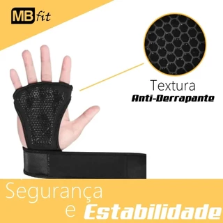Luvas Academia Crossfit Musculação MBFit Neoprene Par com Munhequeira Preto Tamanho Único Resistente