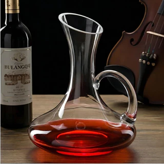 Decanter Vinho 1,5l Merlot Vidro Lapidado C/ Alça Aerador Premium