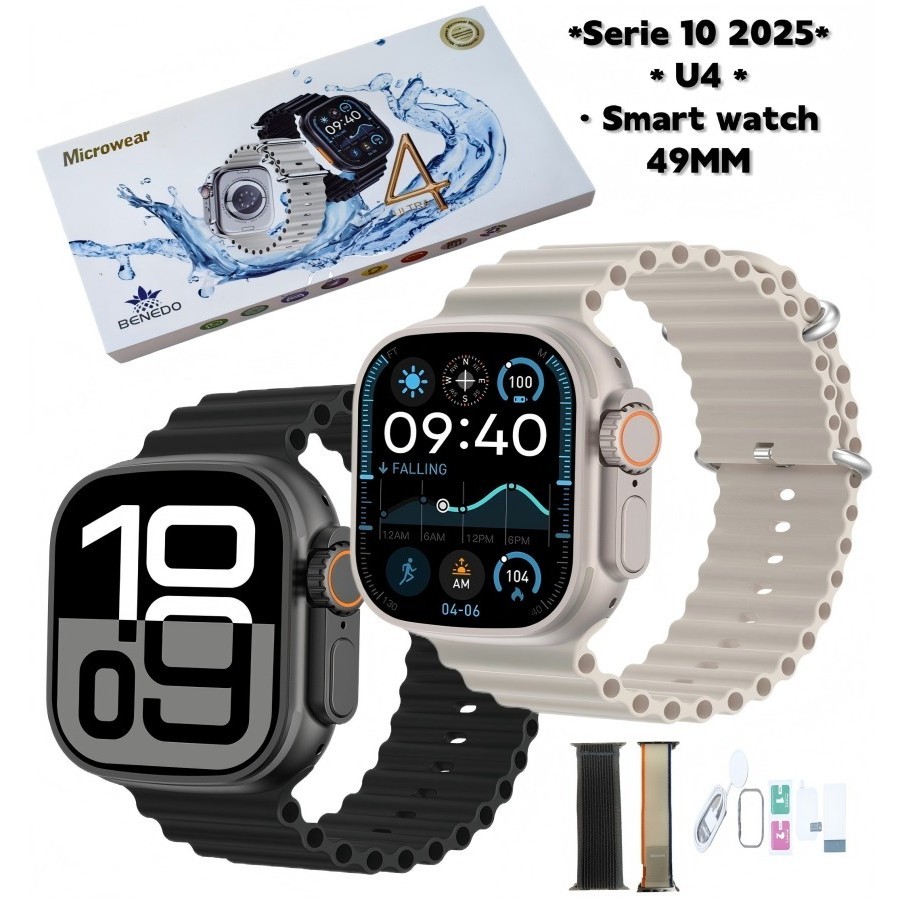 Smartwatch Ultra 4 49mm Séries 10 2025 Inteligente Microwear Original GPS 2 pulseira A Prova Dagua