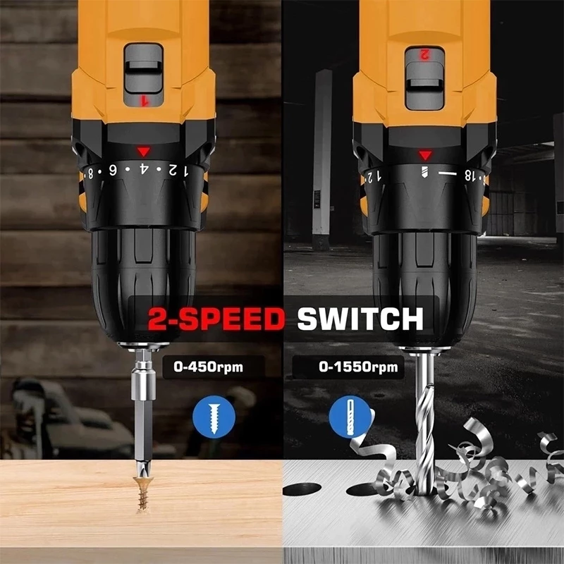 Parafusadeira Furadeira  48V 1/2 Bateria  3 funções de Elétrica Sem Fio Impacto Completo Acessórios - Imagem 3