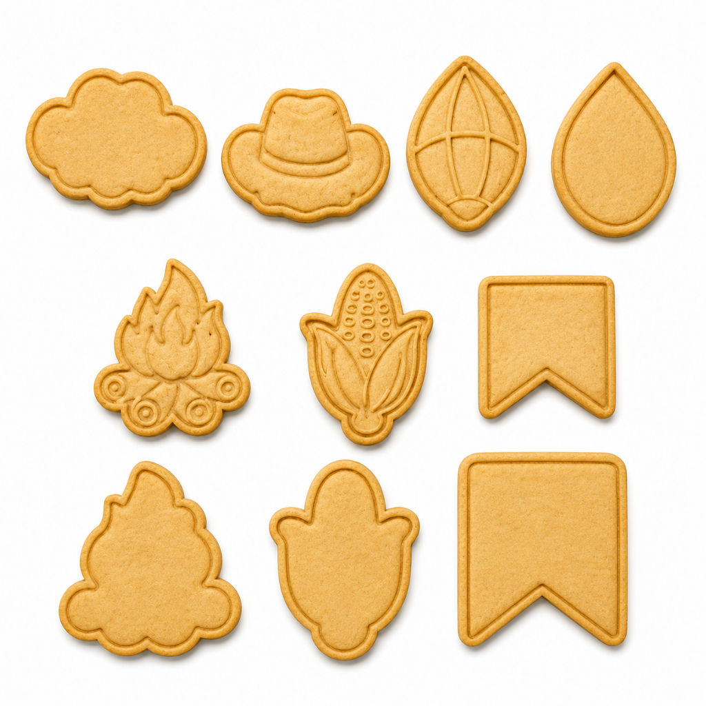 Kit Cortadores Festa Junina Biscoito Com Carimbo 5 Peças