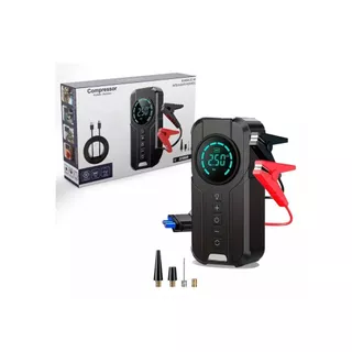 Bomba de Ar Portatil Compressor Inflator Multi-função 4 em 1 PowerBank 8kmah Bateria Calibrador de Carro Auto Pneu