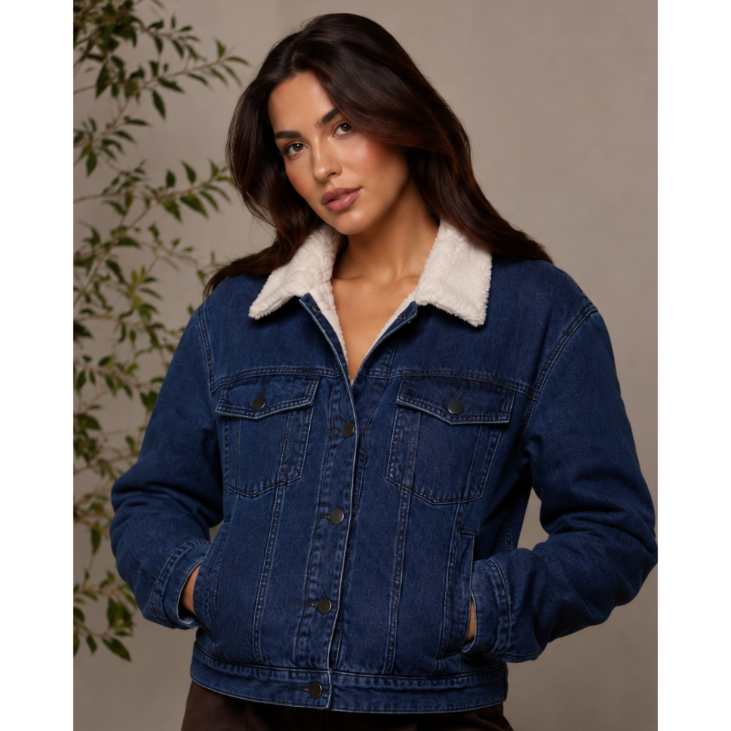 Jaqueta Feminina Jeans Casaco Teddy Basica Frio Inverno Modelos com Pelinho e Sem Pelinho