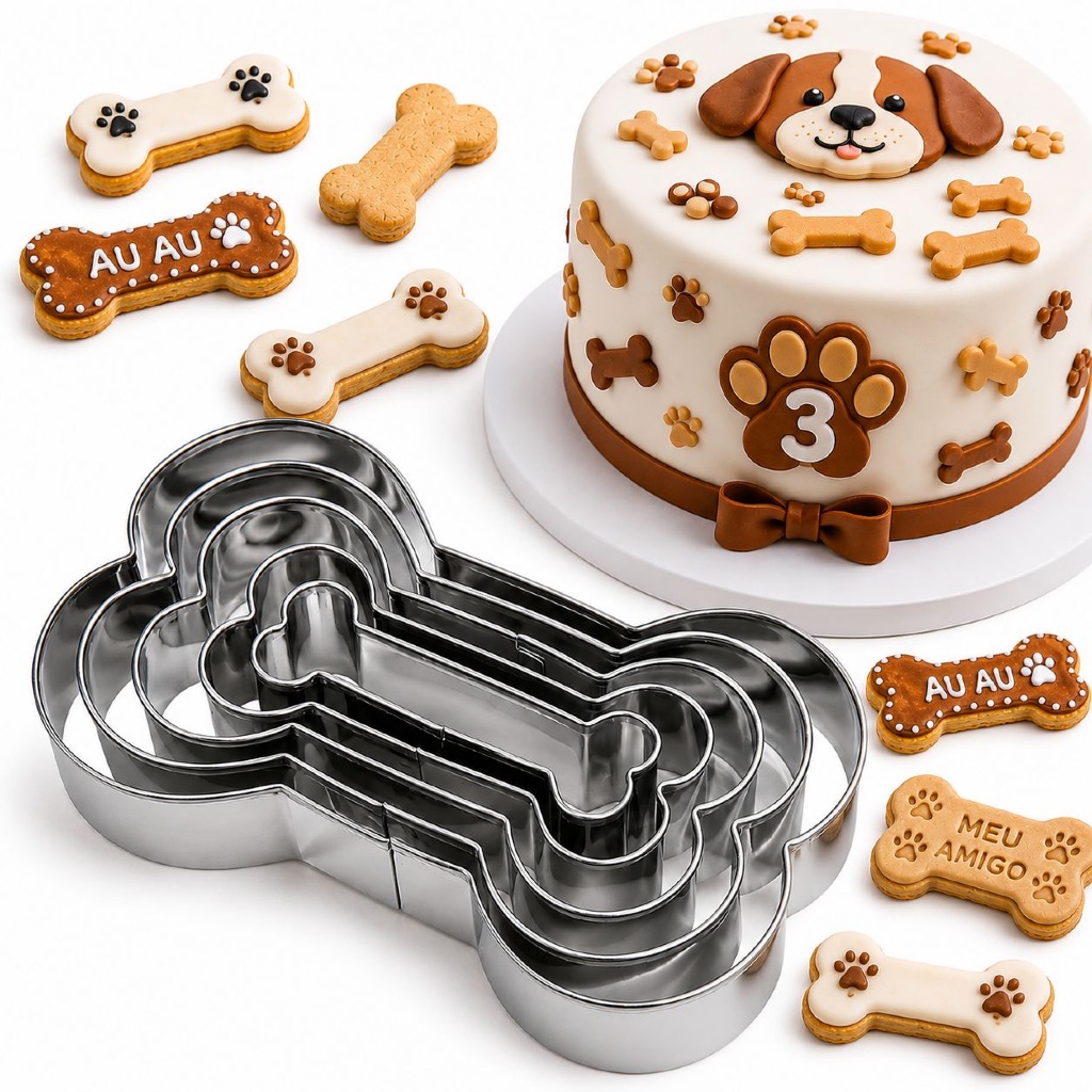 Cortador em Inox Biscoito Formato Osso Cachorro Pasta Americ