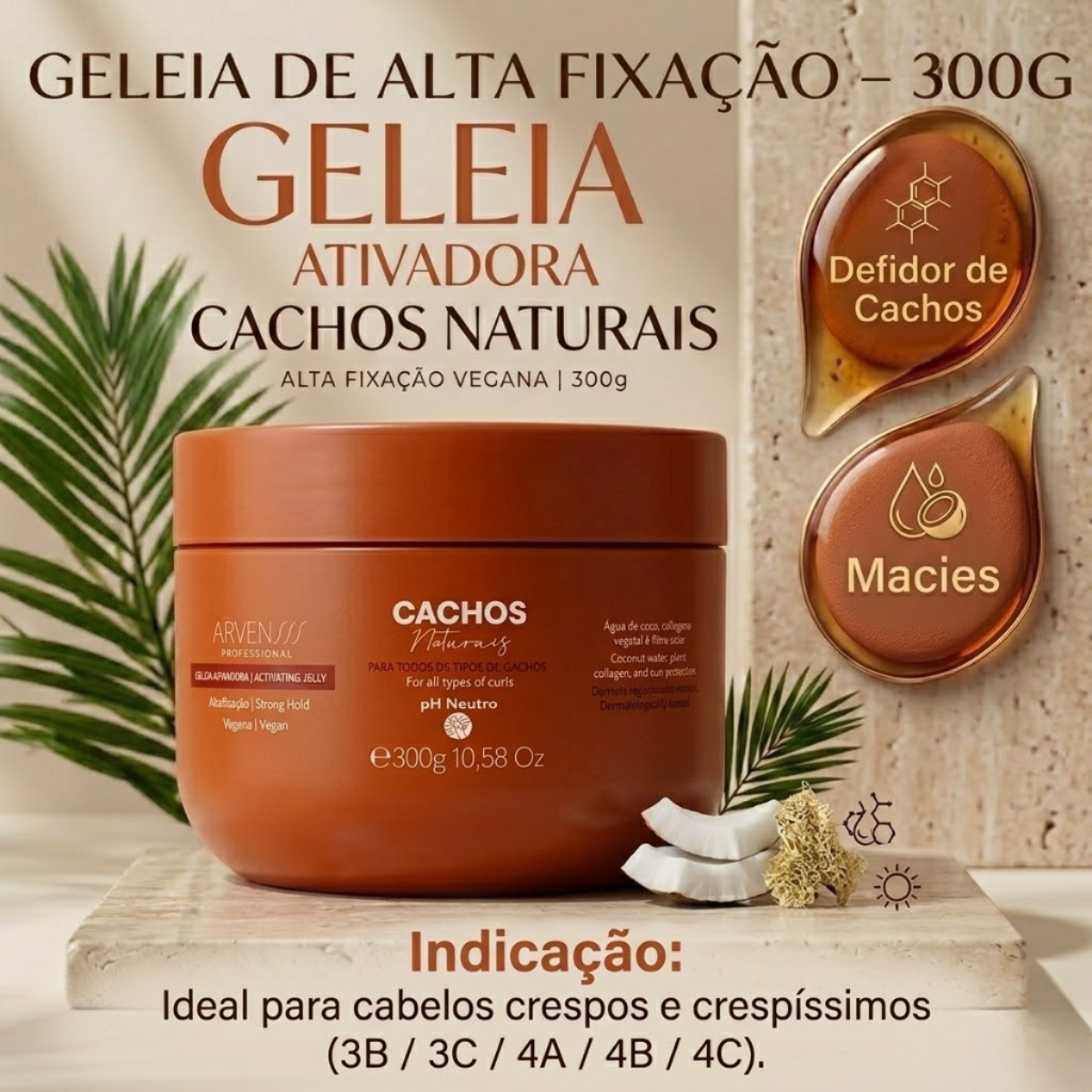 Arvensis Geleia Ativadora Cachos Naturais Alta Fixação Vegana