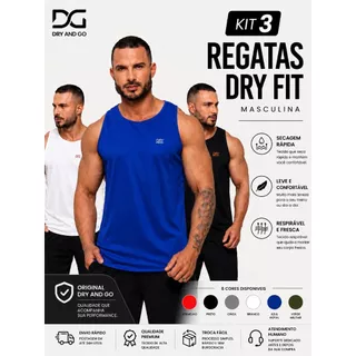 Kit 3 Regatas Dry Fit Masculina Academia Treino Leve Respirável Dry And Go