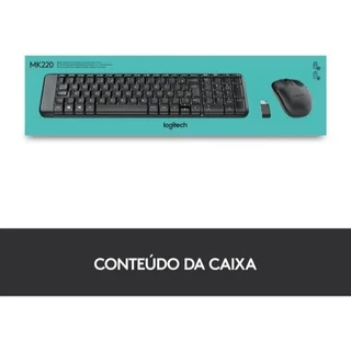 Combo Teclado e Mouse sem fio Logitech MK220 Layout ABNT2 Cor Preto