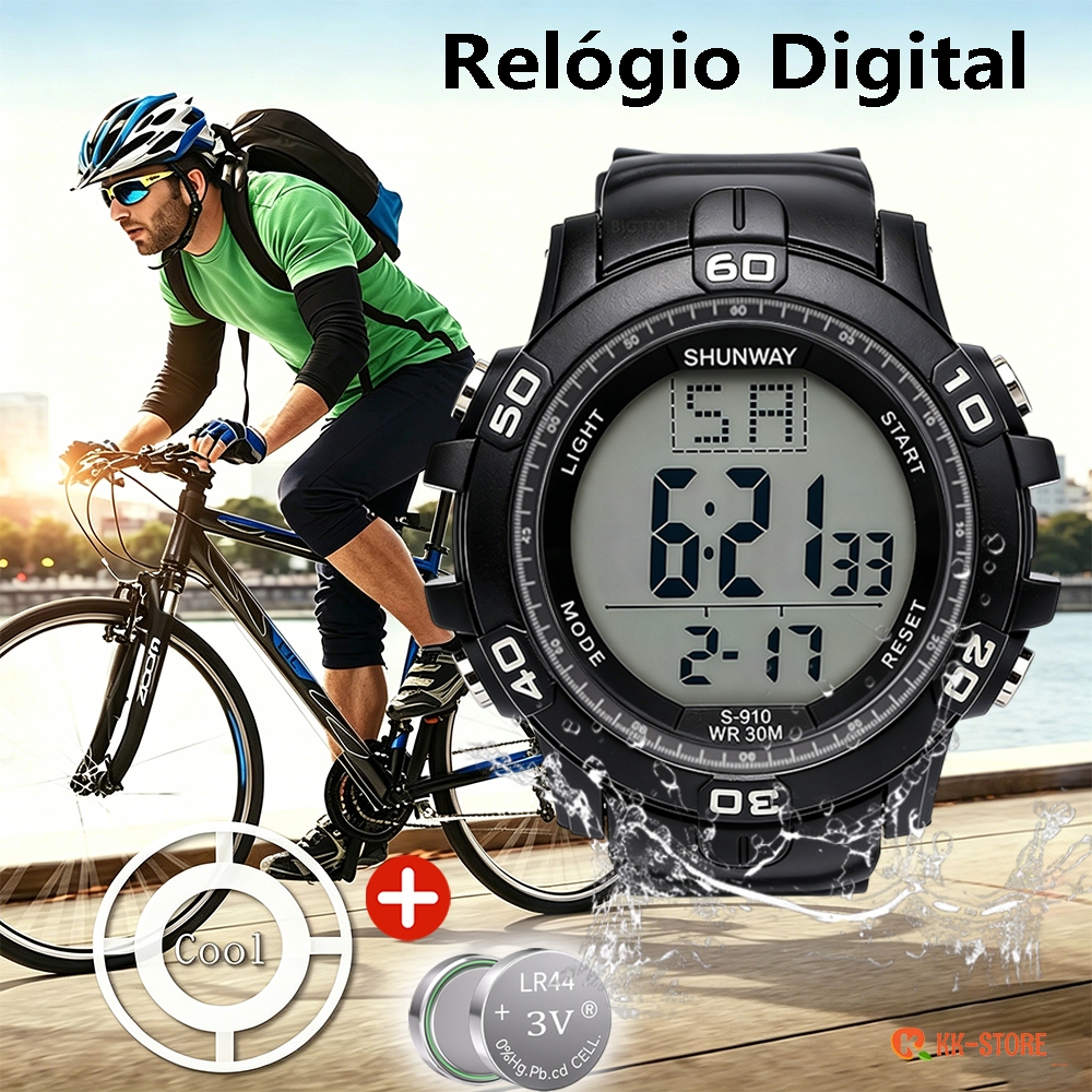 Relogio Esportivo Relógios Masculinos A Prova Água Silicone De Luxo Digital Cronômetro Com Led S910