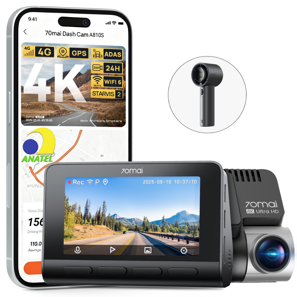 新商品　70mai A810S HDR SET Câmera Veicular 70mai A810s 4k Sony STARVIS 2 lMX678 Hdr Com 4g