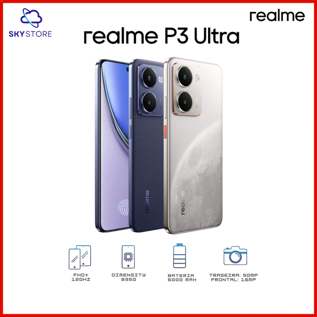Realme P3 Ultra 4G, Versão Global, 512GB + 12GB RAM, Câmera 50MP