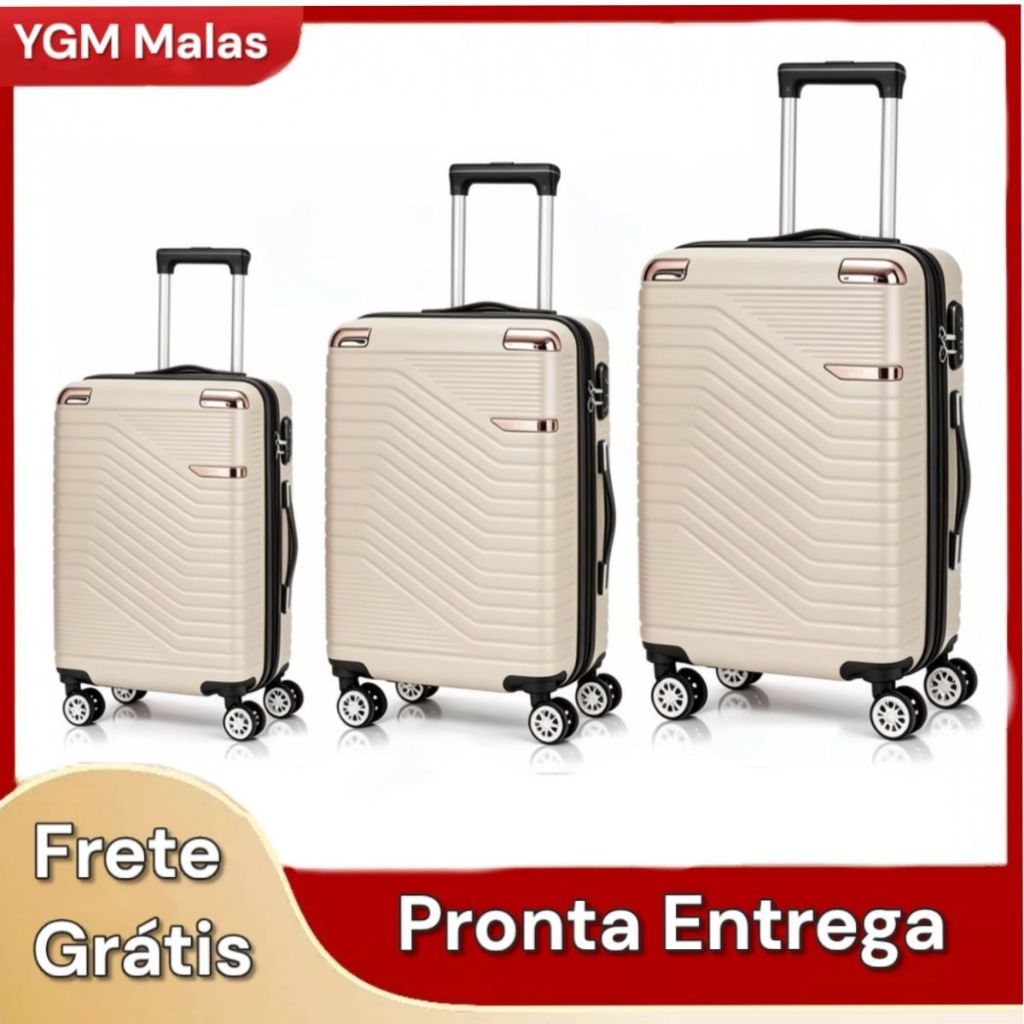Kit Conjunto 3 Malas De Viagem Pmg Resistente Premium Pequena 10kg