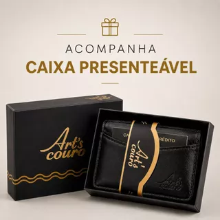 Carteira Masculina em Couro Legítimo Social Linha Basic Two Porta Moedas Cartão Cnh RG Prática caixa presente homem