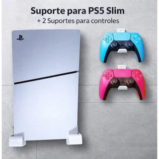 Kit Suportes para PS5 Slim Digital + 02 Suportes para Controles C/ buchas e parafusos