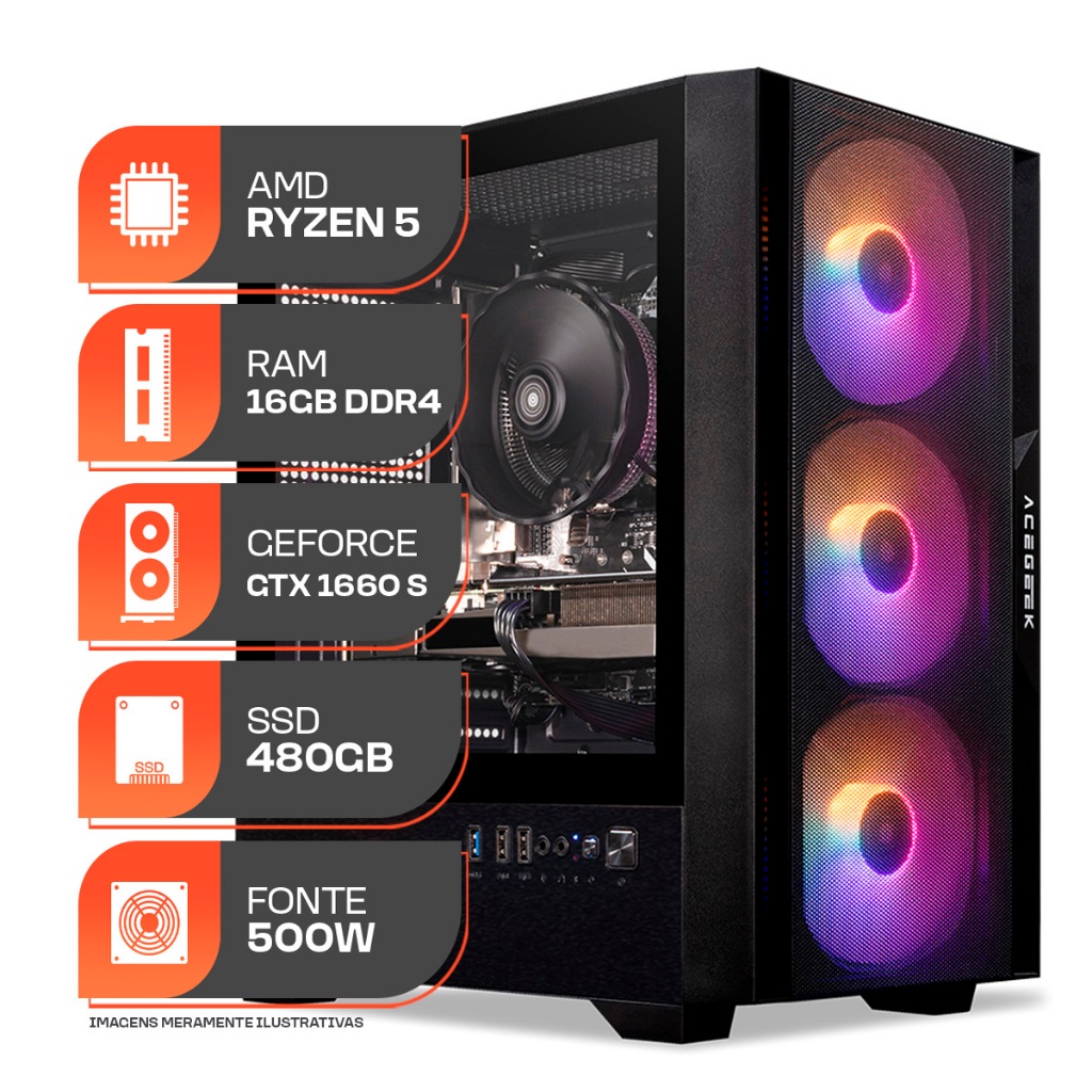 PC Gamer Spectrum, AMD RYZEN 5 5500, GeForce GTX 1660 Super 6GB
