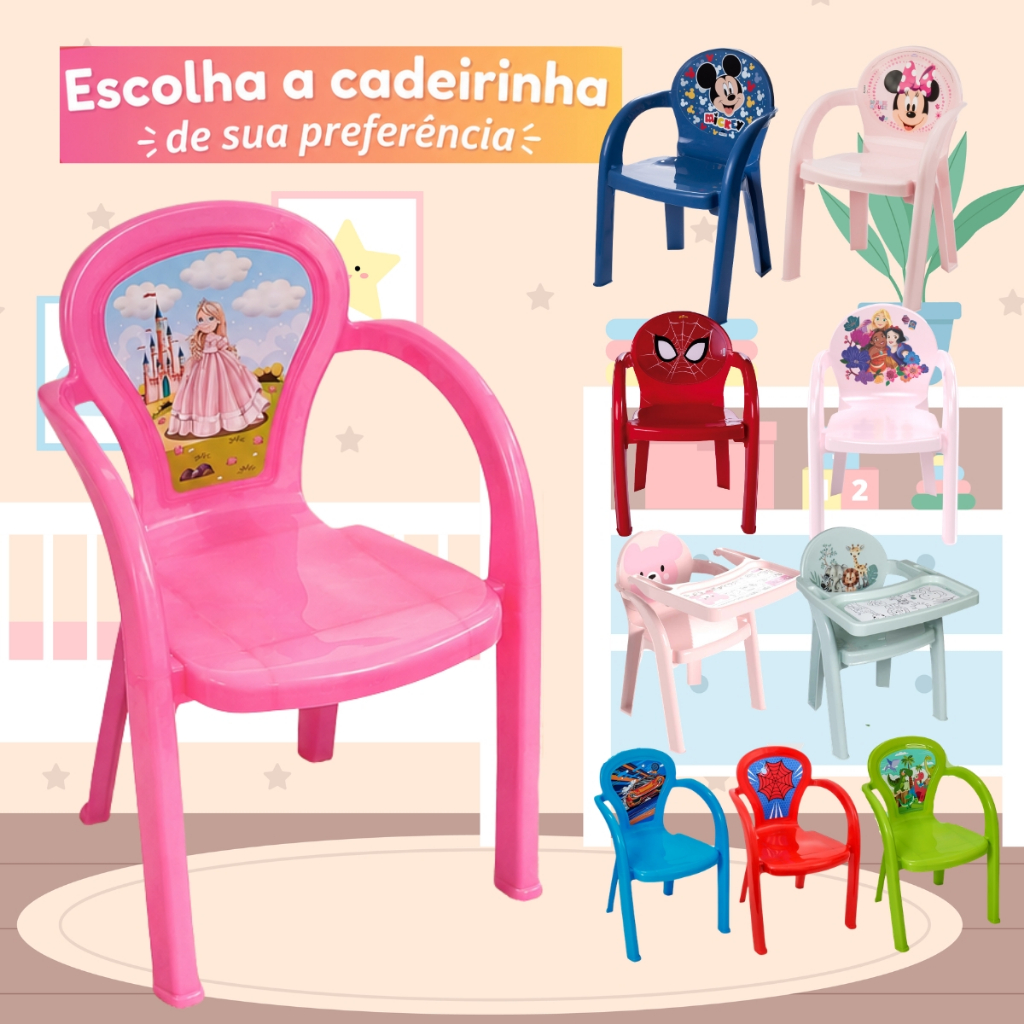 Cadeira Infantil Princesas Disney Homem Aranha Mickey Minnie Corrida ...