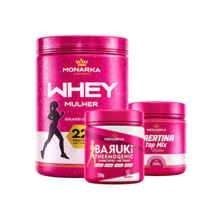 KIT Whey Protein Mulher Feminino + Creatina + Pré-Treino Supercoffee Feminino 505