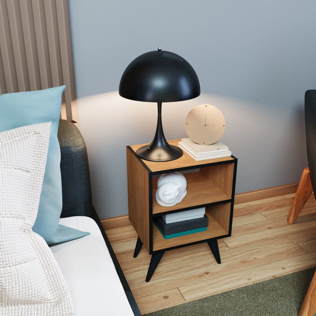 Mesa de Cabeceira Retrô Compacta com Nicho para Quarto Sala Casal ou Solteiro...