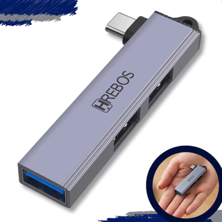 Adaptador HUB Entrada Tipo C x Saída 3 Portas USB - OTG 3.0 - Extensor OTG Notebook Macbook PC Mini