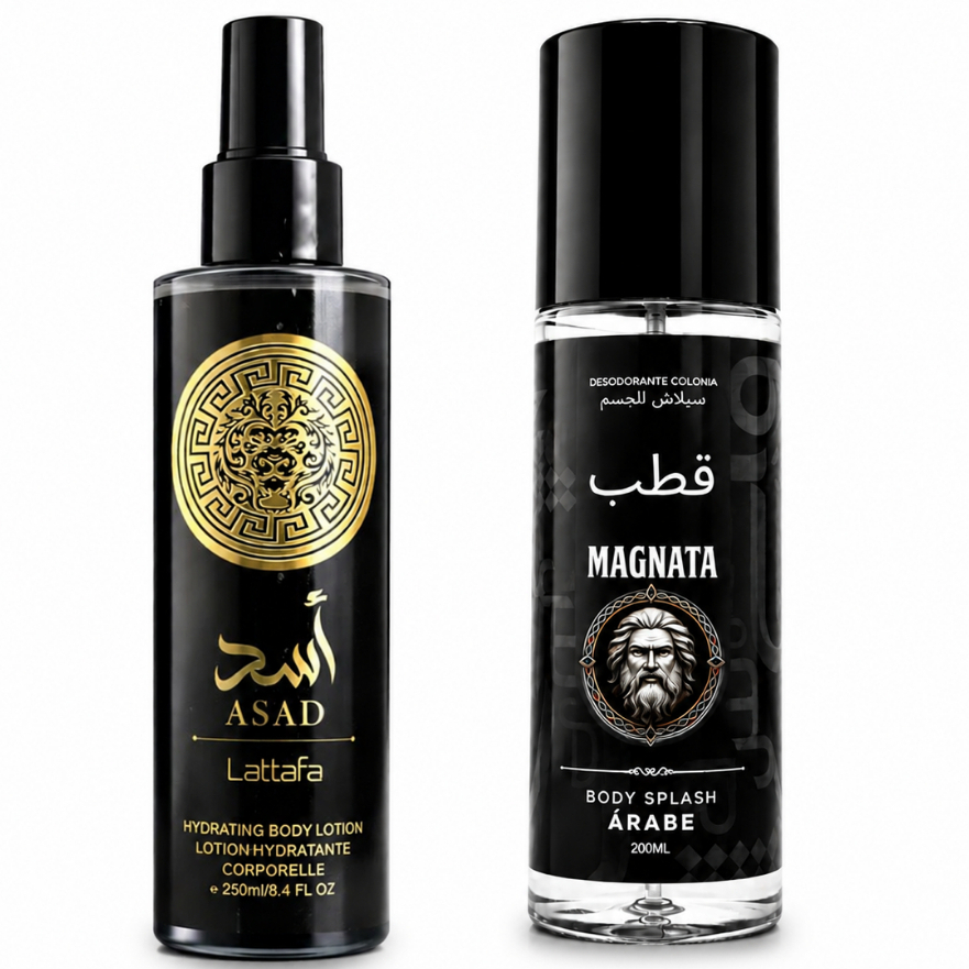 Kit com 2 Body Splash Masculino ASAD + MAGNATA 200ml - Perfume Corporal Árabe